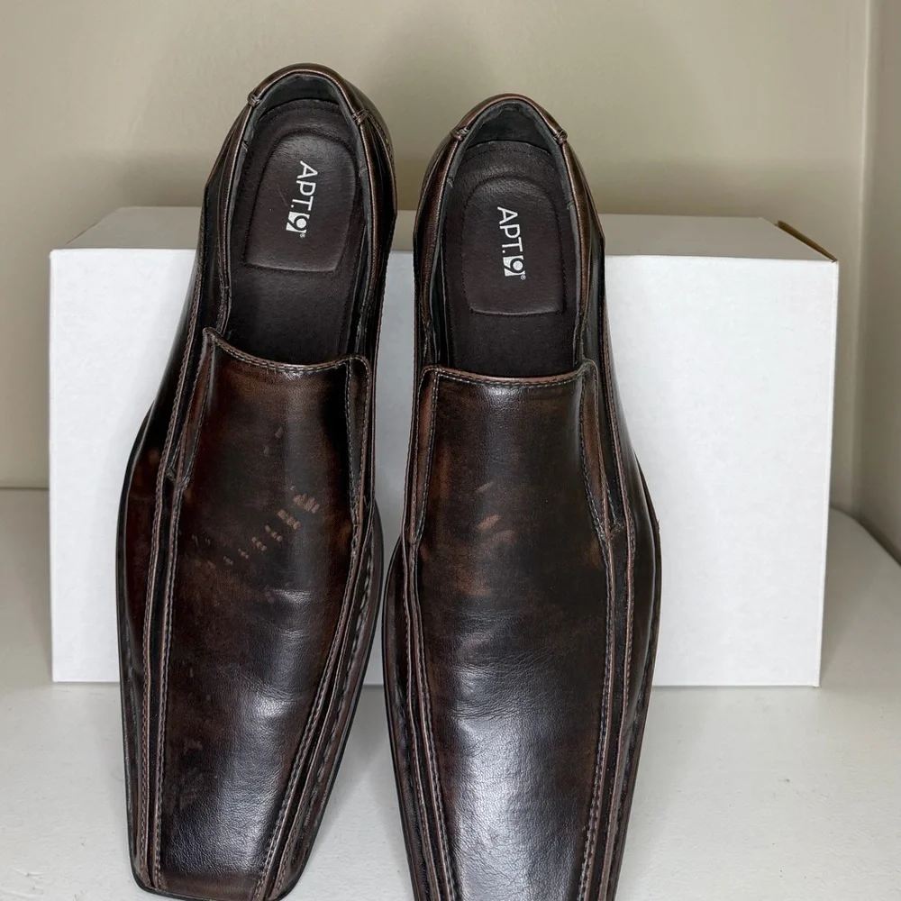 Men's APT 9 Sz 10 Brown Leather Loafers